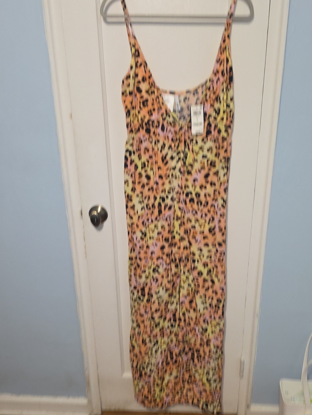 Bar III Leopard Slip Maxi Dress in Pink, Yellow & Black